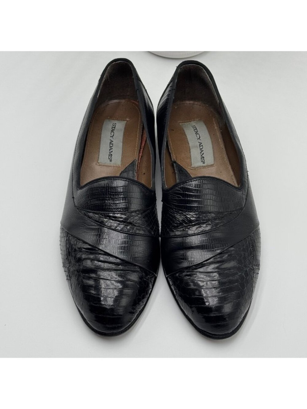 Stacy Adams Slip-On Loafer Men's 10.5M Black Leather Snakeskin Formal Business